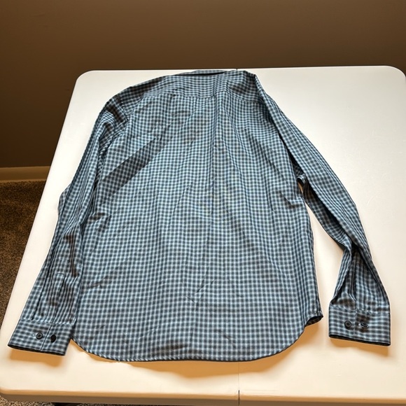 Men's Theory Blue Checkered Shirt - Picture 8 of 8